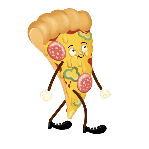 Part de pizza animée en chemin